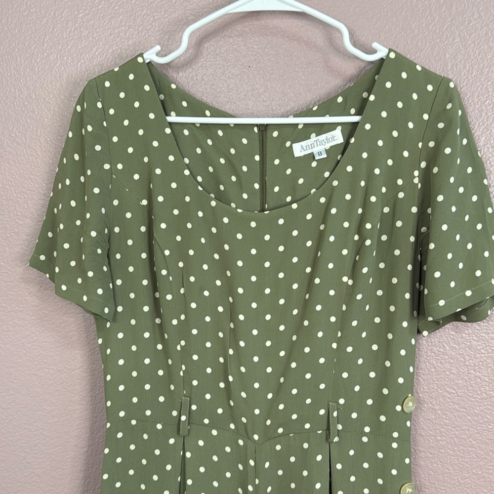 Vintage Ann Taylor Polka Dot Green Jumpsuit